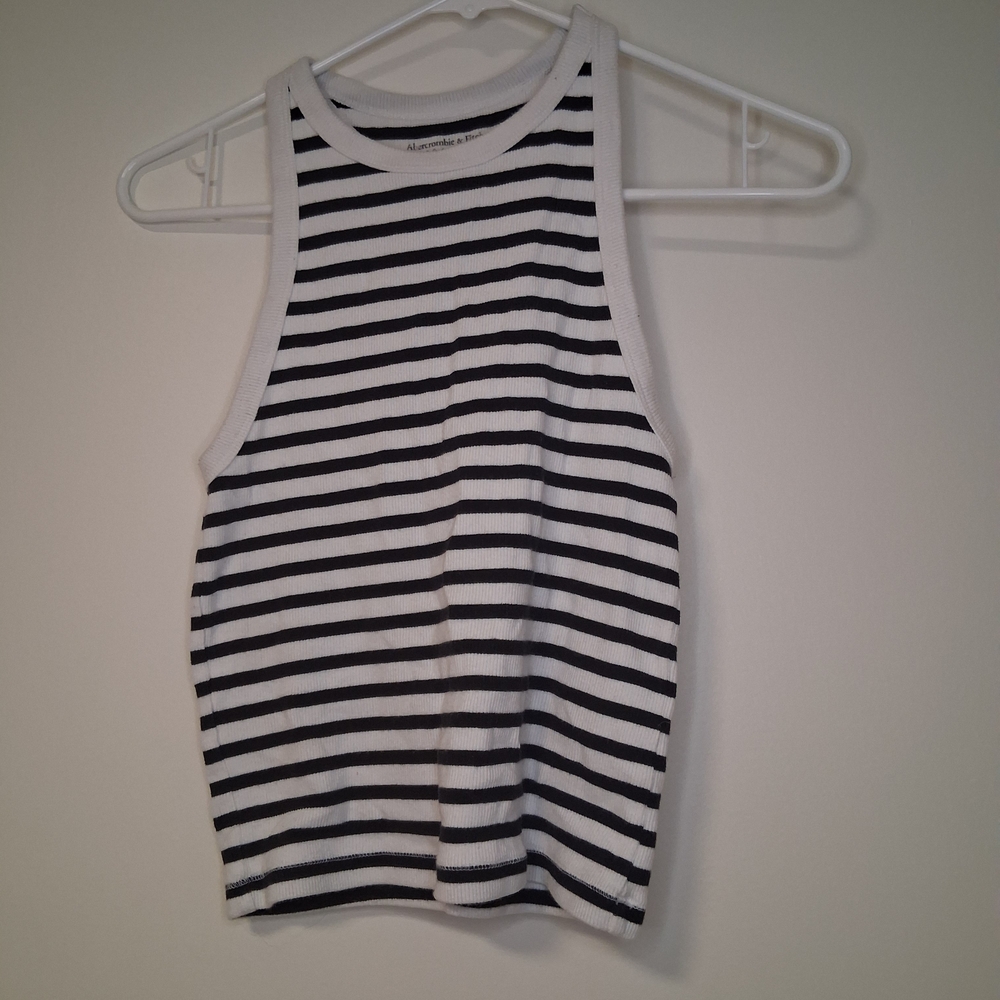 Abercrombie & Fitch Black and White Striped Tank Top